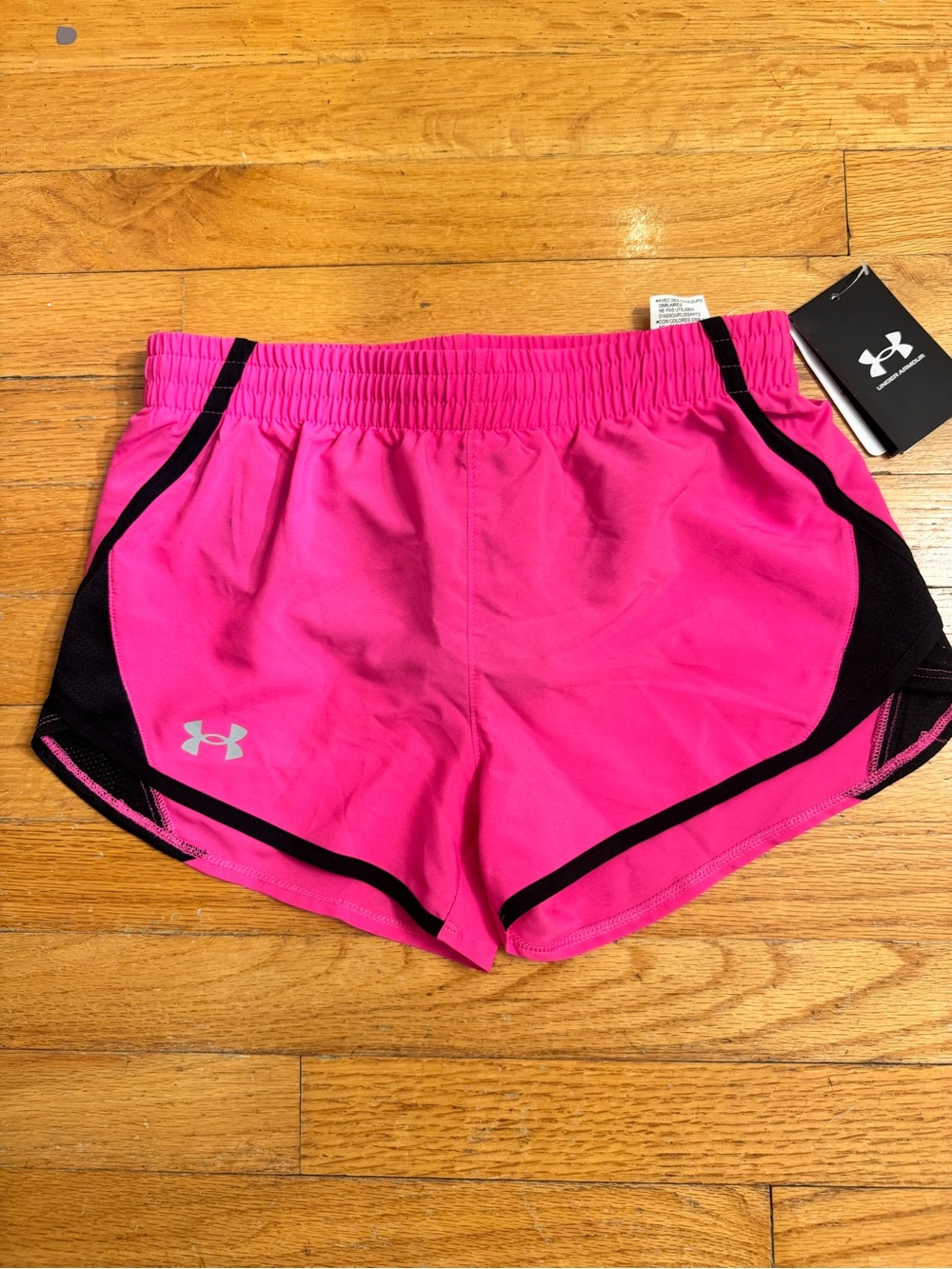 Under Armour Hot Pink Athletic Running Shorts with Black Trim
